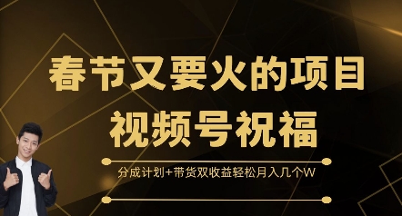 春节又要火的项目视频号祝福，分成计划+带货双收益，轻松月入几个W【揭秘】-学习笔记资源库