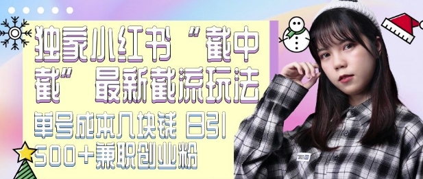 最新小红书截流玩法 独家截中截 单号成本几块钱 日引500+CY粉JZ粉-学习笔记资源库
