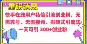 快手最新引流创业粉方法,无需养号、无需视频、搬砖式引流法【揭秘】-学习笔记资源库