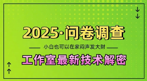 2025问卷调查最新工作室技术解密：一个人在家也可以闷声发大财，小白一天2张，可矩阵放大【揭秘】-学习笔记资源库
