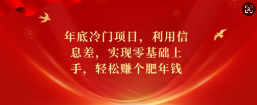 年底冷门项目，利用信息差，实现零基础上手，轻松赚个肥年钱【揭秘】-学习笔记资源库