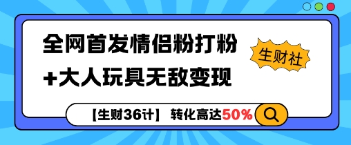 【生财36计】全网首发情侣粉打粉+大人玩具无敌变现-学习笔记资源库