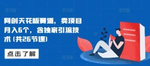 网创天花板赛道,卖项目月入6个,含独家引流技术(共26节课)-学习笔记资源库