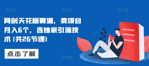 网创天花板赛道，卖项目月入6个，含独家引流技术(共26节课)-学习笔记资源库