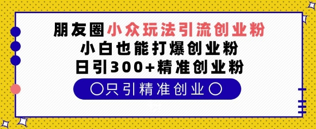朋友圈小众玩法引流创业粉，小白也能打爆创业粉，日引300+精准创业粉【揭秘】-学习笔记资源库