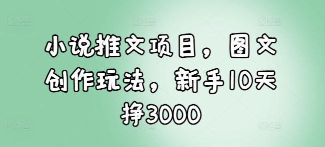 小说推文项目，图文创作玩法，新手10天挣3000-学习笔记资源库