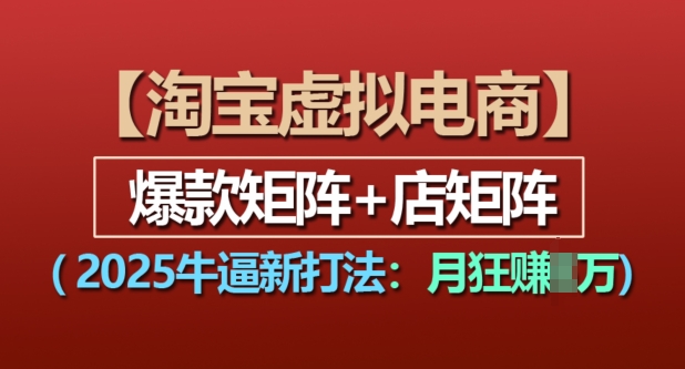 淘宝虚拟电商，2025牛逼新打法：爆款矩阵+店矩阵，月入过万-学习笔记资源库