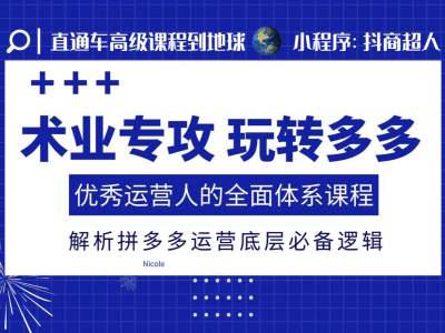 术业专攻玩转多多，优秀运营人的全面体系课程，解析拼多多运营底层必备逻辑-学习笔记资源库