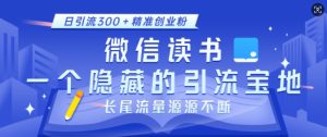 微信读书，一个隐藏的引流宝地，不为人知的小众打法，日引流300+精准创业粉，长尾流量源源不断-学习笔记资源库