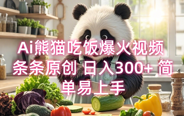 Ai熊猫吃饭爆火视频 条条原创 日入300+ 简单易上手-学习笔记资源库