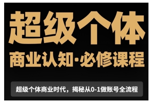 超级个体商业认知觉醒视频课，商业认知·必修课程揭秘从0-1账号全流程-学习笔记资源库