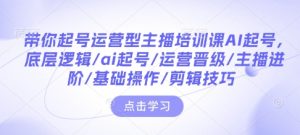 带你起号运营型主播培训课AI起号,底层逻辑/ai起号/运营晋级/主播进阶/基础操作/剪辑技巧-学习笔记资源库