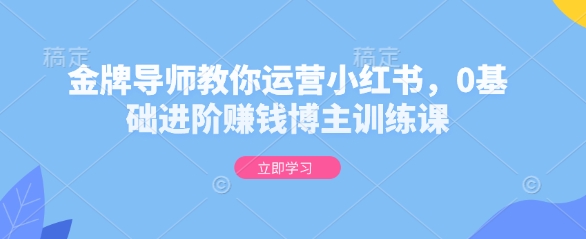 金牌导师教你运营小红书，0基础进阶赚钱博主训练课-学习笔记资源库