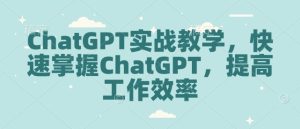 ChatGPT实战教学,快速掌握ChatGPT,提高工作效率-学习笔记资源库