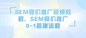 SEM竞价推广视频教程,SEM竞价推广0-1搭建流程-学习笔记资源库