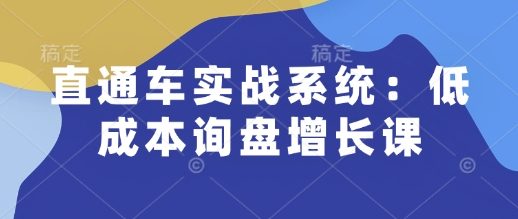 直通车实战系统：低成本询盘增长课，让个人通过技能实现升职加薪，让企业低成本获客，订单源源不断-学习笔记资源库