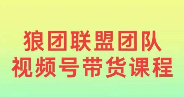 狼团联盟2024视频号带货，0基础小白快速入局视频号-学习笔记资源库