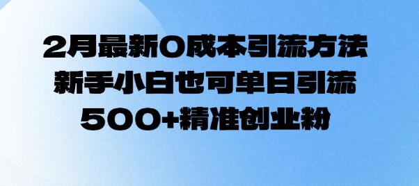 2月最新0成本引流方法，新手小白也可单日引流500+精准创业粉-学习笔记资源库