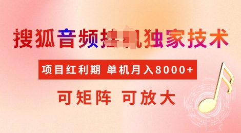 全网首发搜狐音频挂JI独家技术，项目红利期，可矩阵可放大，稳定月入8k【揭秘】-学习笔记资源库