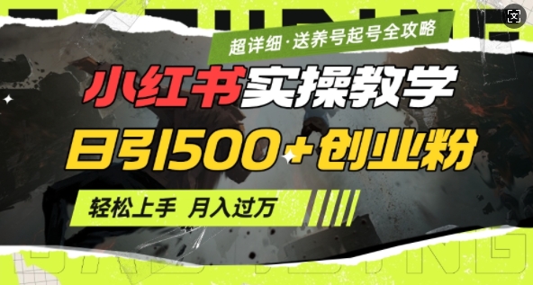2月小红书最新日引500+创业粉实操教学【超详细】小白轻松上手，月入1W+，附小红书养号起号SOP-学习笔记资源库
