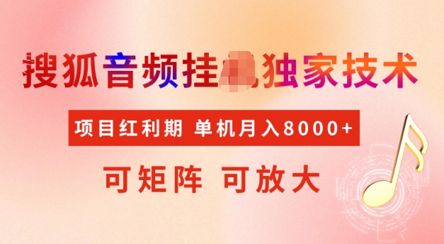 首发搜狐音频挂JI，项目红利期，可矩阵可放大，稳定月入5k【揭秘】-学习笔记资源库