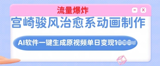 宫崎骏风治愈系动画制作，AI软件一键生成原创视频流量爆炸，单日变现多张，详细实操流程-学习笔记资源库