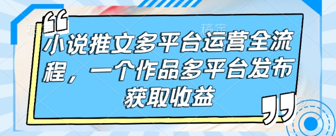 小说推文多平台运营全流程，一个作品多平台发布获取收益-学习笔记资源库