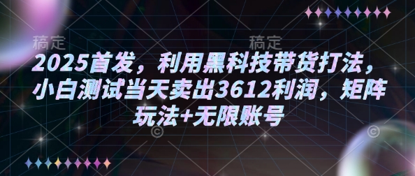 2025首发，利用黑科技带货打法，小白测试当天卖出3612利润，矩阵玩法+无限账号【揭秘】-学习笔记资源库