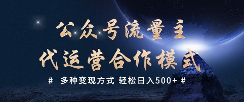 公众号流量主代运营  多种变现方式 轻松日入5张【揭秘】-学习笔记资源库