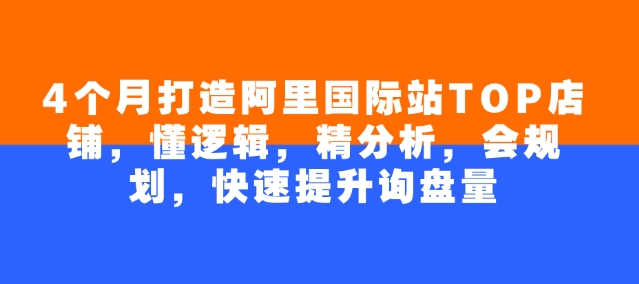 4个月打造阿里国际站TOP店铺，懂逻辑，精分析，会规划，快速提升询盘量-学习笔记资源库