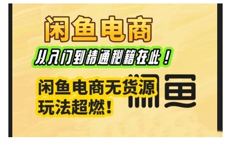 闲鱼电商实战课，从入门到精通秘籍在此，闲鱼电商无货源玩法超燃!-学习笔记资源库