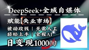 降维打击,Deepseek+全域自媒体,赋能失业市场,被动收钱,无需人工全程AI,日变现1k-学习笔记资源库