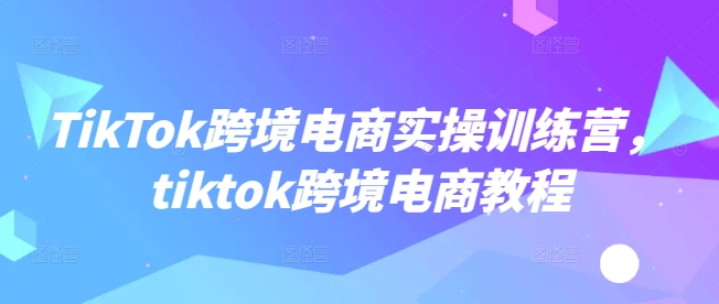 TikTok跨境电商实操训练营，tiktok跨境电商教程-学习笔记资源库