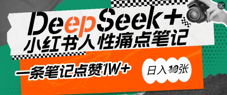 AI赋能小红书爆款秘籍：用DeepSeek轻松抓人性痛点，小白也能写出点赞破万的吸金笔记，日入多张-学习笔记资源库