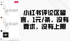 小红书评论区留言,1元条,没有要求,没有上限-学习笔记资源库