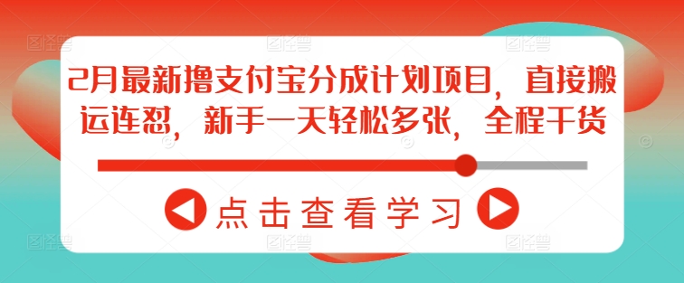 2月最新撸支付宝分成计划项目，直接搬运连怼，新手一天轻松多张，全程干货-学习笔记资源库