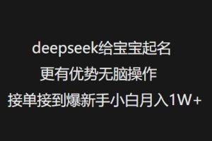 deepseek给宝宝起名更有优势无脑操作接单接到爆新手小白月入1W+-学习笔记资源库