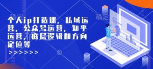 个人ip打造课,私域运营,公众号运营,知乎运营,底层逻辑和方向定位等-学习笔记资源库