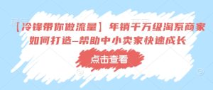 【冷锋带你做流量】年销千万级淘系商家如何打造–帮助中小卖家快速成长-学习笔记资源库