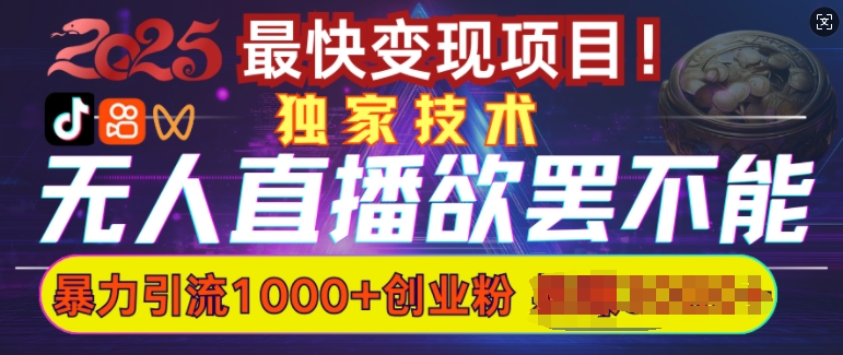 欲罢不能的无人直播引流，超暴力日引流1000+高质量精准创业粉-学习笔记资源库