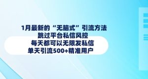 1月最新的无脑式引流方法,跳过平台私信风控,每天都可以无限发私信,单天引流500+精准用户-学习笔记资源库