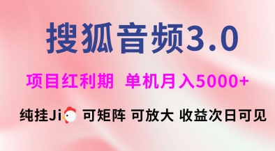 搜狐音频挂ji3.0.可矩阵可放大，独家技术，稳定月入5000+【揭秘】-学习笔记资源库
