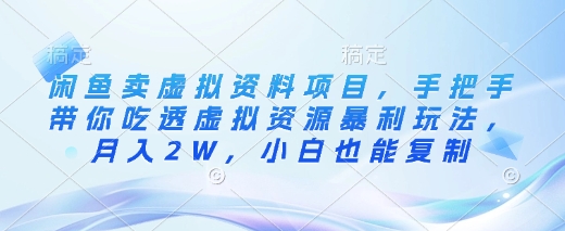 闲鱼卖虚拟资料项目，手把手带你吃透虚拟资源暴利玩法，月入2W，小白也能复制-学习笔记资源库