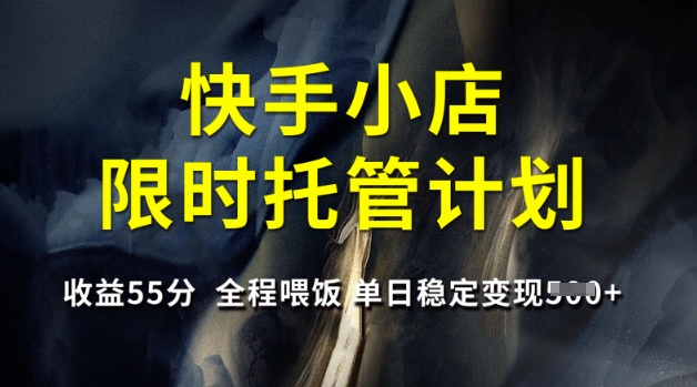 快手小店限时托管计划，收益55分，全程喂饭，单日稳定变现5张【揭秘】-学习笔记资源库