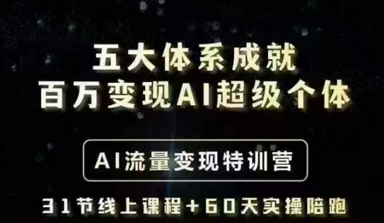 五大体系成就百万变现AI超级个体- AI流量变现特训营，一步一步教你一个人怎么年入百W-学习笔记资源库