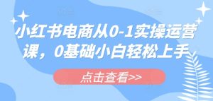 小红书电商从0-1实操运营课,0基础小白轻松上手-学习笔记资源库