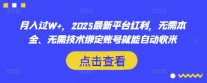 月入过W+,2025最新平台红利,无需本金、无需技术绑定账号就能自动收米-学习笔记资源库