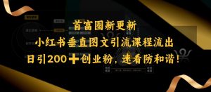 小红书垂直图文引流课程流出,日引200+创业粉,速看防和谐-学习笔记资源库