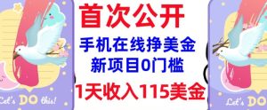 在线挣美金新项目，0门槛，1天收入115美刀，无脑操作，真正被动收入-学习笔记资源库