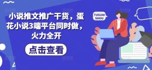 小说推文推广干货,蛋花小说3端平台同时做,火力全开-学习笔记资源库
